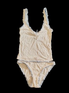 Sincerely Jules Cream Ruffle Trim Tank & Bikini Set